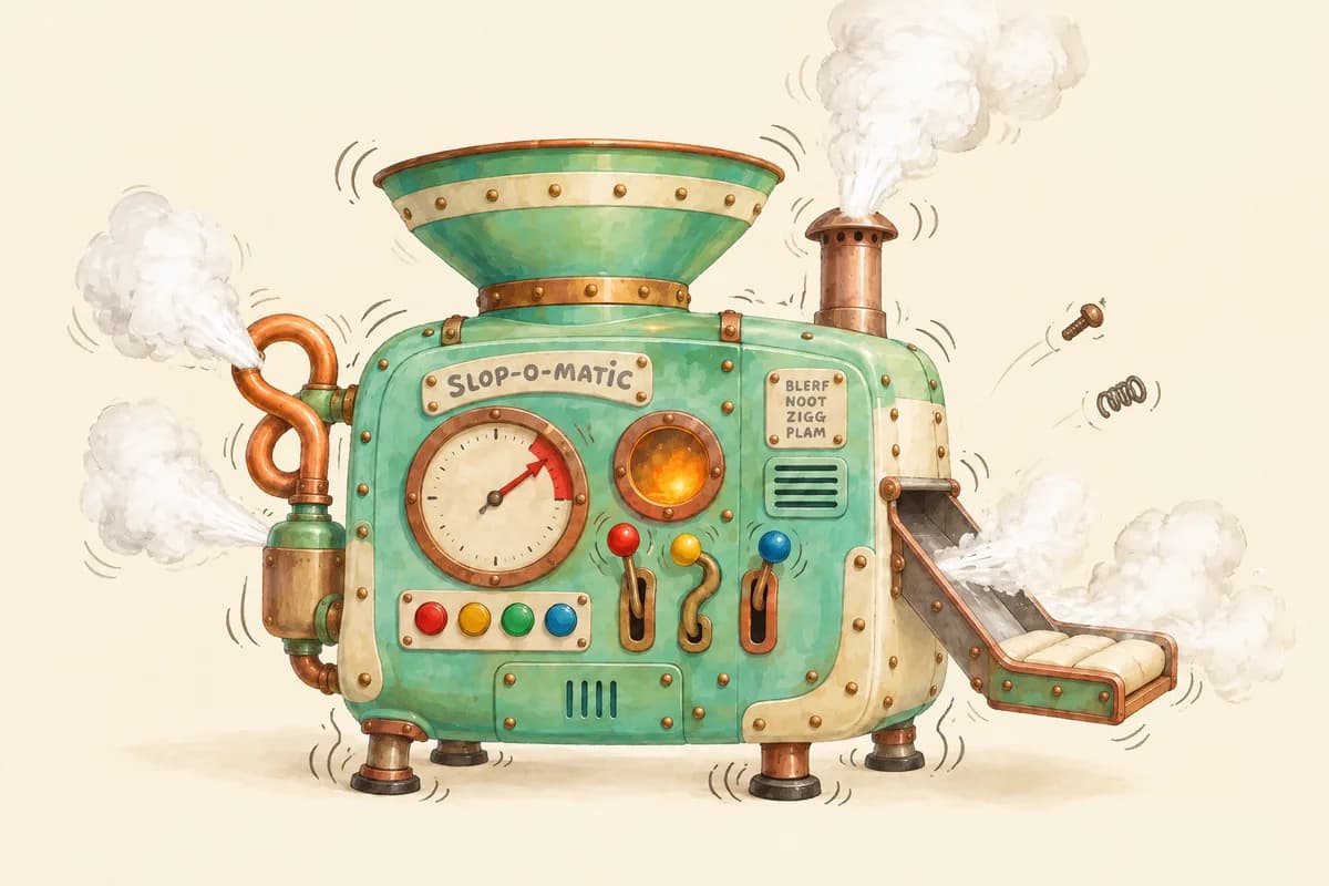 The slop machine shakes and steams, rivets popping off.